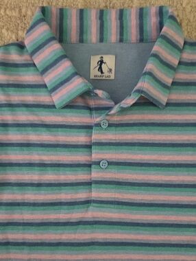 Sharp Lad Striped Polo in Pastel Blue, Pink & Green, XL